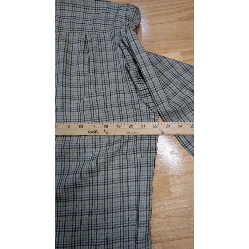 Van Heusen Studio Men's Shirt Medium Plaid Button Front Modal Blend 15-15.5